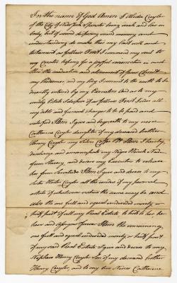 Probated will of Alida Cuyler, 1781