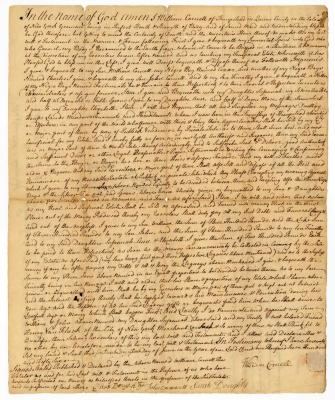 Probated will of William Cornell, 1781