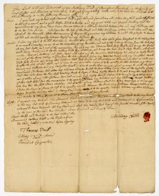 Probated will of Anthony Field, 1781