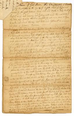 Probated will of Parrot Fleet, 1781