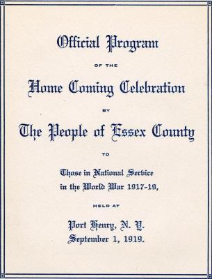 Official Program of the Home Coming Celebration by the People of Essex County 