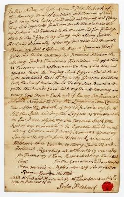 Probated will of John Hitchcock, 1781