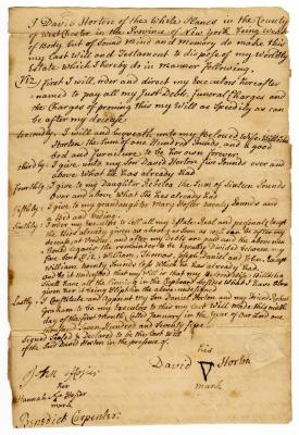 Probated will of David Horton, 1781