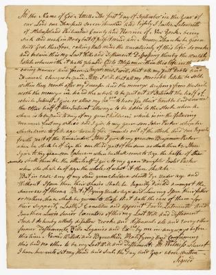 Probated will of Ester Latourrette, 1781