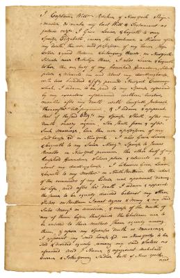 Probated will of William Ritchie, 1781