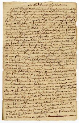 Probated will of Jacob Parcel, 1781