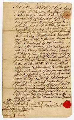Probated will of Richard Parsell, 1781