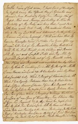 Probated will of Joseph Lewis, 1781