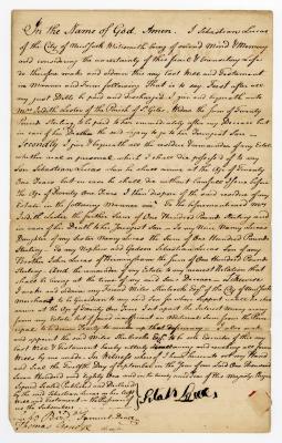 Probated will of Sebastian Lucas, 1781