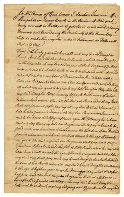 Probated will of Jacobus Lawrence, 1781