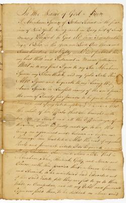 Probated will of Abraham Spear, 1781