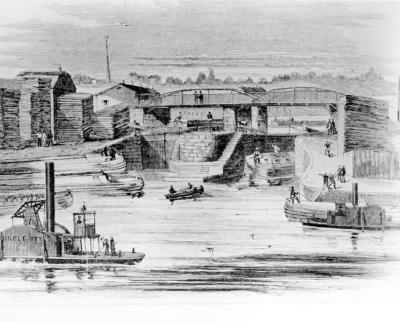 Erie Canal. Early Canal Illustration