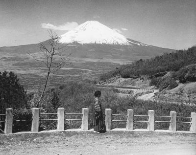 Fuji-san (Fujiyama: 12,400 feet), Summit Covered with Snow. About 42 miles west of Yokohama, Japan