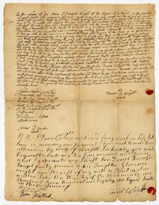 Probated will of Daniel Wright, 1781
