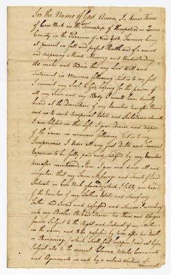 Probated will of Amos Thorne, 1781