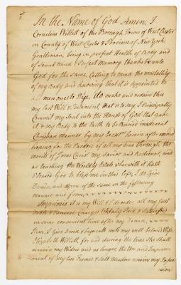 Probated will of Cornelius Willet, 1781