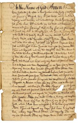 Probated will of Frances Van Cortlandt, 1781