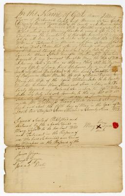 Probated will of Mary Tyson, 1781