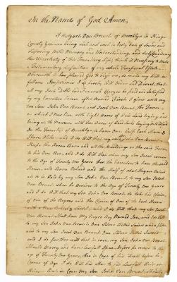 Probated will of Rutgart Van Brunt, 1781