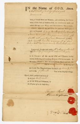 Probated will of Robert Castle, 1782