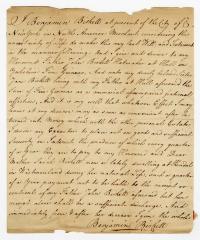 Probated will of Benjamin Birkett, 1782