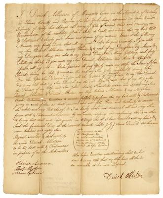 Probated will of Derrick Albertson, 1782