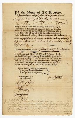 Probated will of James Butcher, 1782