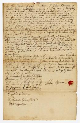 Probated will of John Brown, 1782