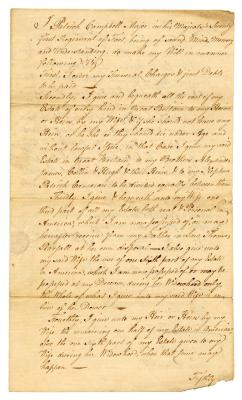 Probated will of Patrick Campbell, 1782