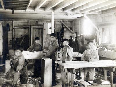 Thomas Indian School Photograph, Boys in Woodworking Class