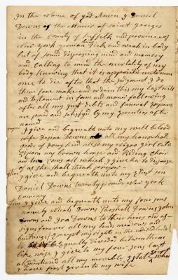 Probated will of Daniel Down, 1782