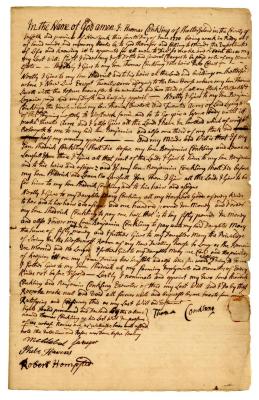 Probated will of Thomas Conkling, 1782