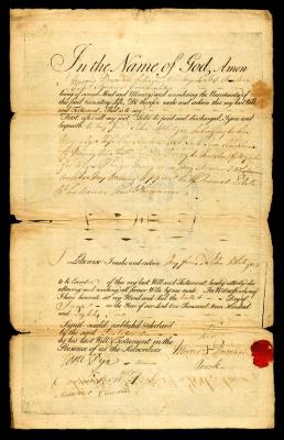 Probated will of Morris Downan, 1782