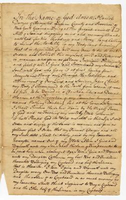 Probated will of Daniel Duryee, 1782