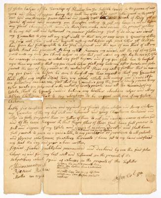 Probated will of John Colyer, 1782