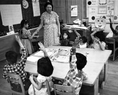 Thomas Indian School Photograph,  Students in First Grade Classroom