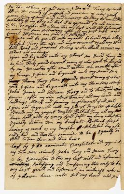 Probated will of David Ferry, 1782