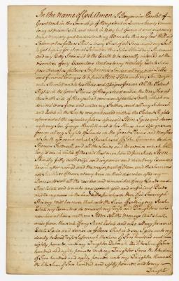 Probated will of Benjamin Hewlett, 1782