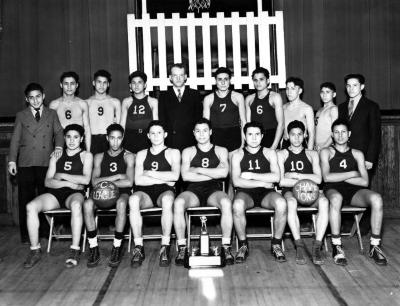 Thomas Indian School Photograph.  Boy's Championship League Basketball Team