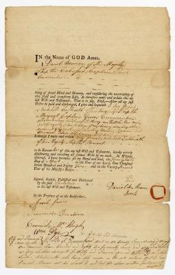 Probated will of Daniel Munroe, 1782