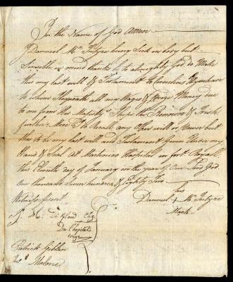 Probated will of Daniel McIntyre, 1782