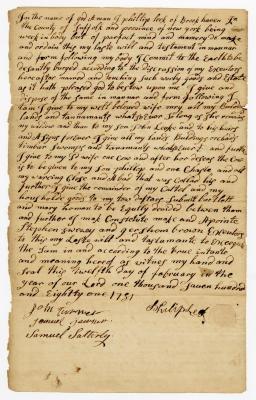 Probated will of Philip Leek, 1782