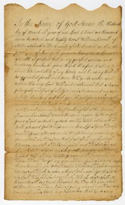 Probated will of William Merrell, 1782