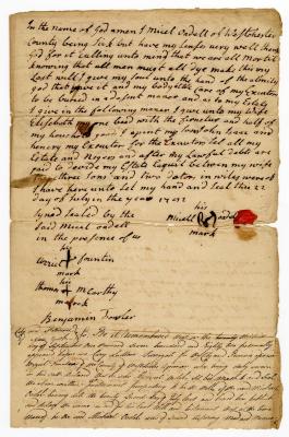 Probated will of Michael Ordell, 1782