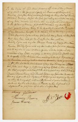 Probated will of Mary Reeve, 1782