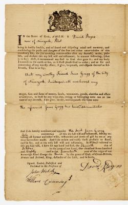 Probated will of David Rodgers, 1782