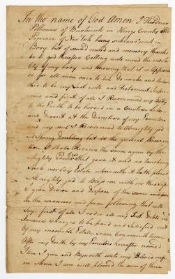Probated will of Theodorus Polhemus, 1782