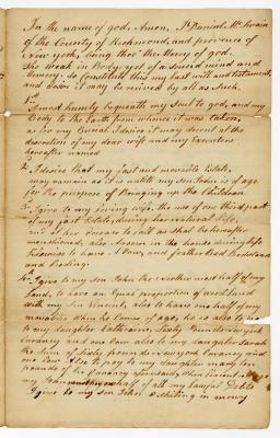 Probated will of Danial McSwain, 1782