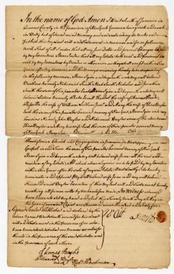 Probated will of Wait Smith, 1782
