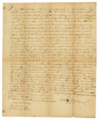 Probated will of Huldah Valentine, 1782